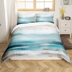 Beach Theme Comforter Cover Full Size Full (No Comforter) Blue Brown and White