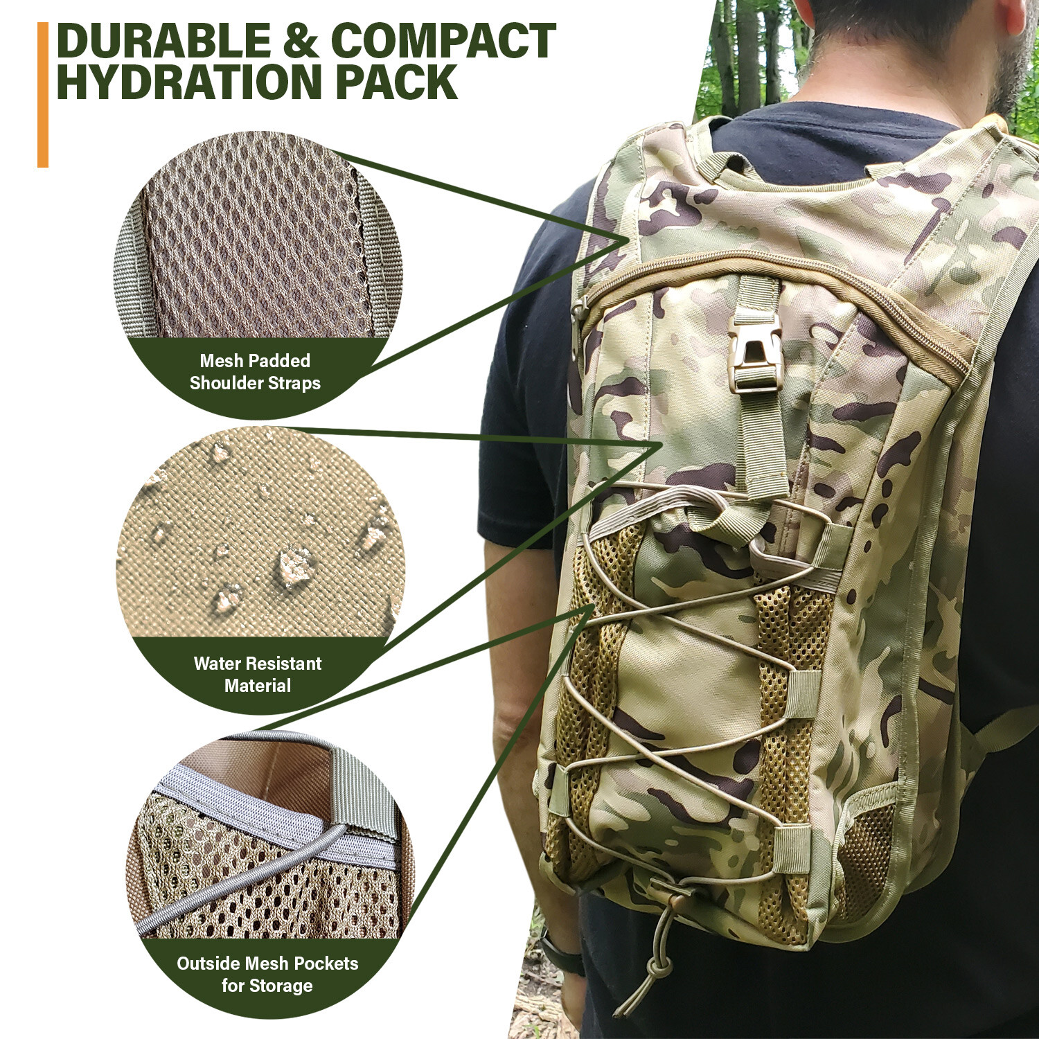 Tactical Hydration Pack with 3L Leak-Proof Water Bladder - 4 Colors Available 2