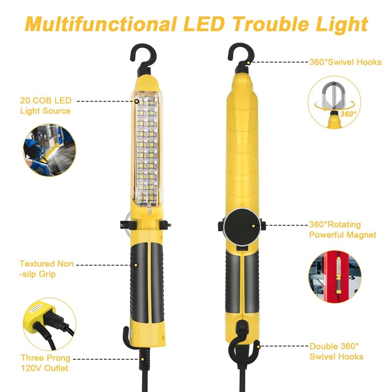 LED Trouble Light, Handheld Corded Work Lights with Strong Magnet, Double Swi... gallery