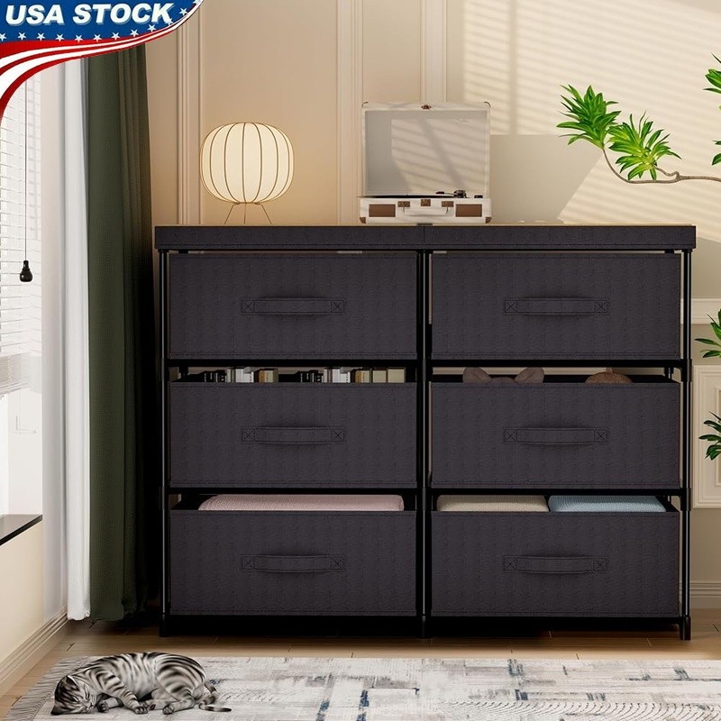 Durable Metal Fabric Dresser Multifunctional Storage Cabinet W/ Drawer Design US gallery