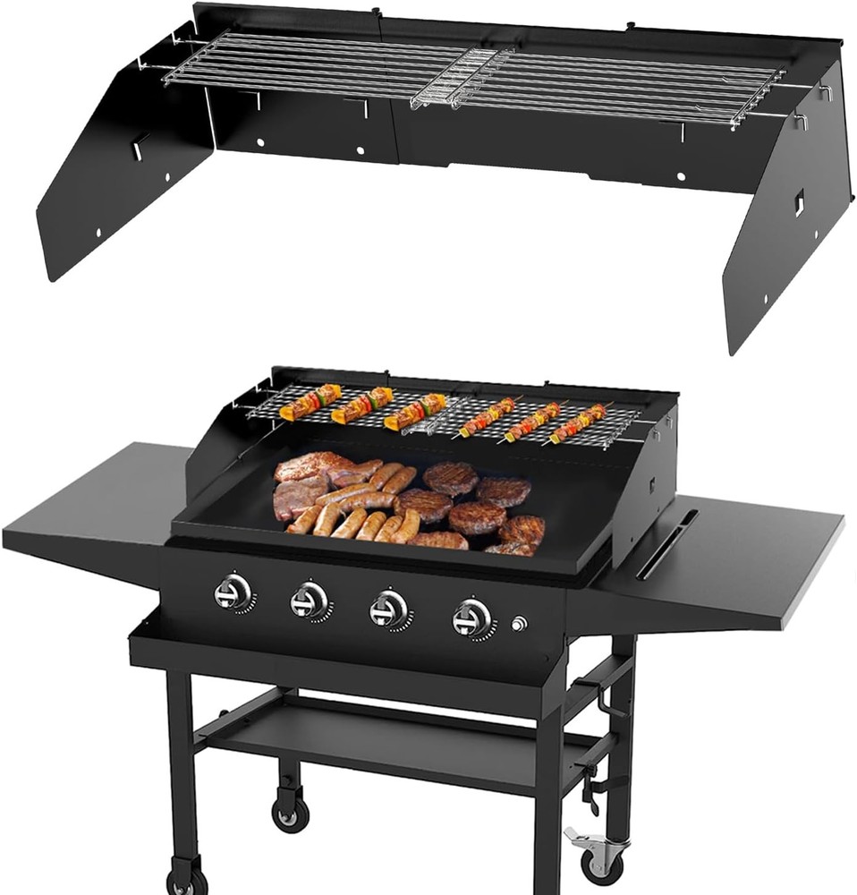 Universal Wind Guard and Warming Rack Set Fit for Griddle From 28" to 36" withou