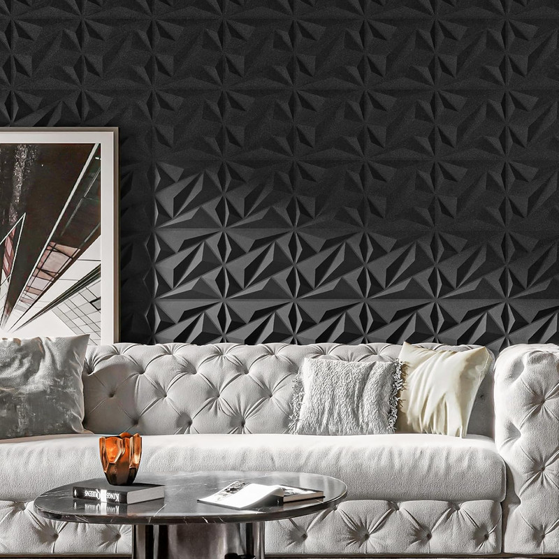 33 Pack 3D Wall Panel Diamond for Interior Wall Décor, PVC Flower Textured Wall gallery