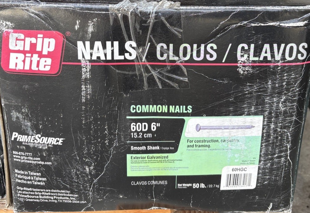 Grip-Rite Common Galvanized Smooth Shank Nails 60D 6” 5 Lb gallery