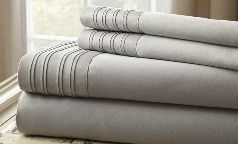 Pacific Coast Textiles 4 PC 1000 TC Sheet Set with Pleated Hem in Grey #D161 gallery