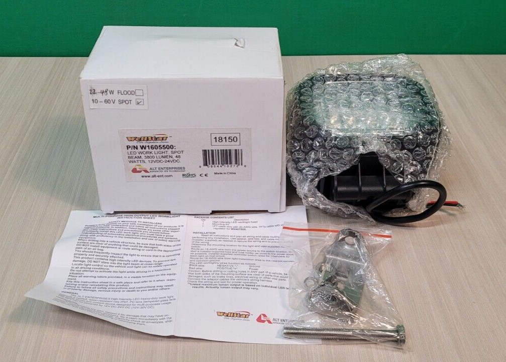 WELLSTAR W1605500 LED WORK LIGHT SPOT BEAM 3800 LUMEN 48 WATTS 12V-24VDC gallery