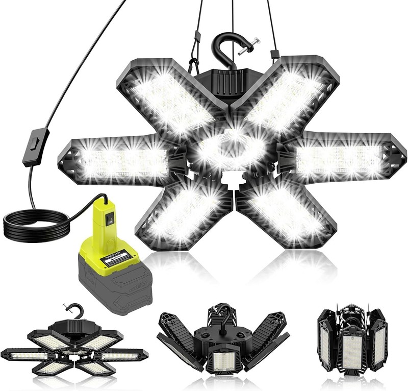 LED Work Light Compatible with Ryobi 18V Battery - 68W 6800LM Garage Flood Li... gallery
