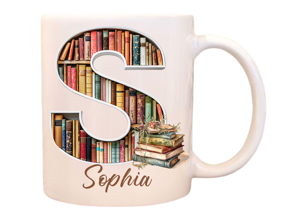 11oz or 15oz Ceramic Coffee/Tea Mug-Cup-Personalized-Book Lovers-Alphabets-Gift gallery