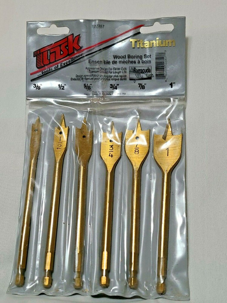 TASK Tools Titanium 6 Piece Wood Boring Set T22357 Like New