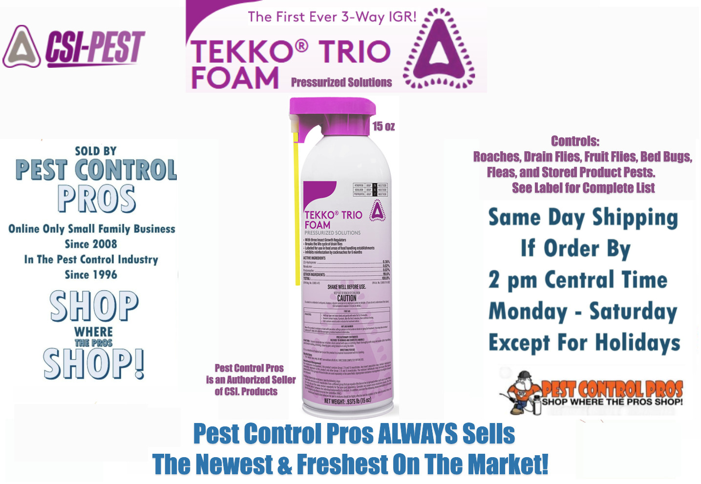 15 oz Tekko Trio Foam IGR Insect Control Pantry Pests Fleas Roaches Fruit Flies gallery