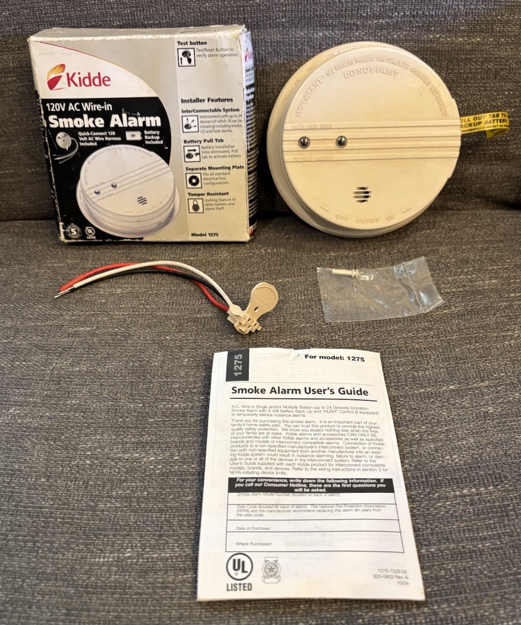 Kidde Smoke Alarm 120V AC Wire-in Model 1275 New Unused READ gallery