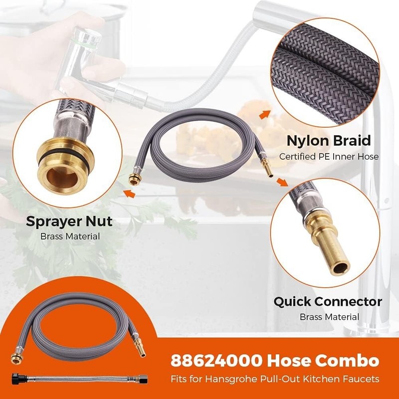 Durable Nylon 59-Inch Hose Combo for Hansgrohe Faucets - Money-Back Guarantee gallery