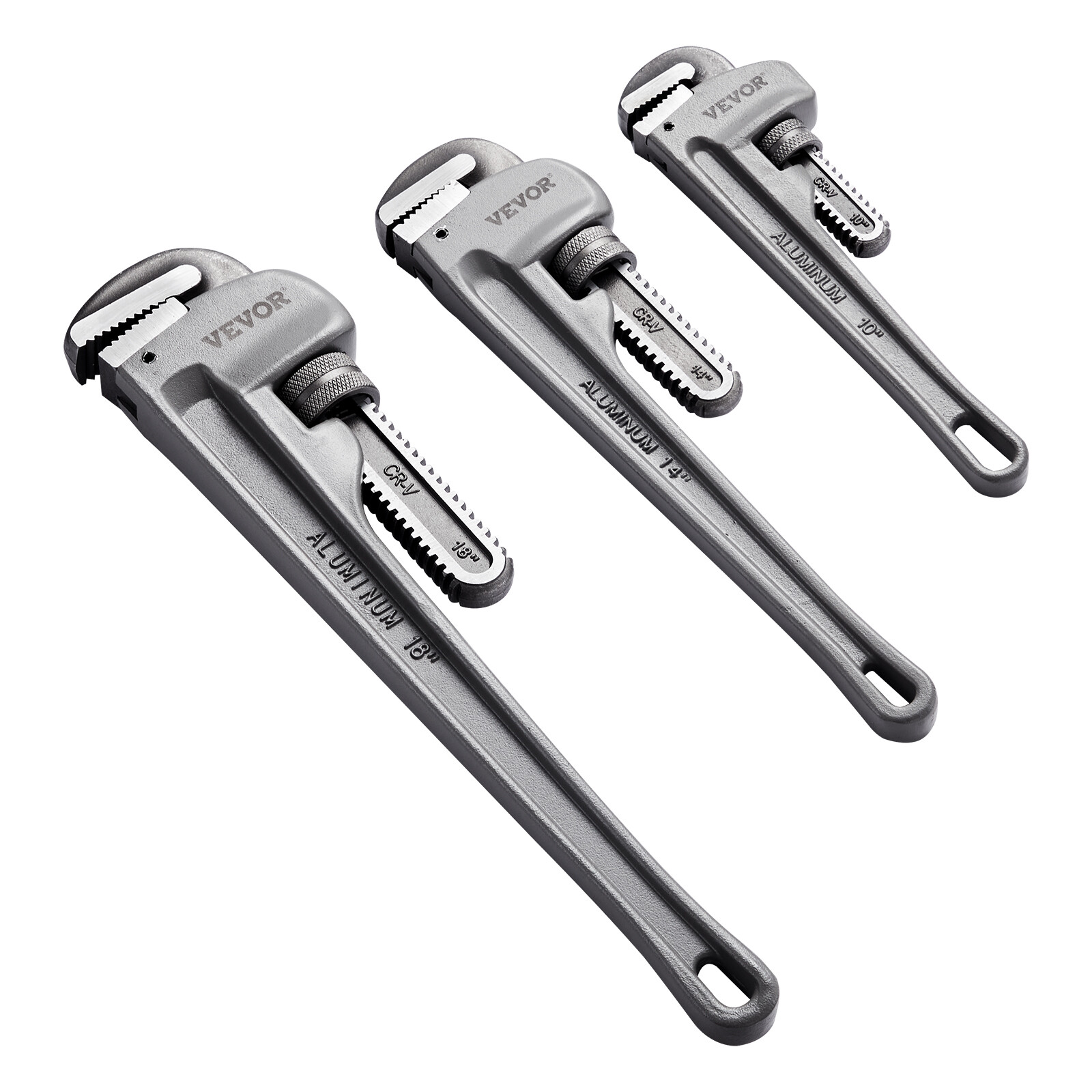 VEVOR 3PCS Aluminum Straight Pipe Wrench Set 10/14/18 in Plumbing Wrench CRV Jaw gallery