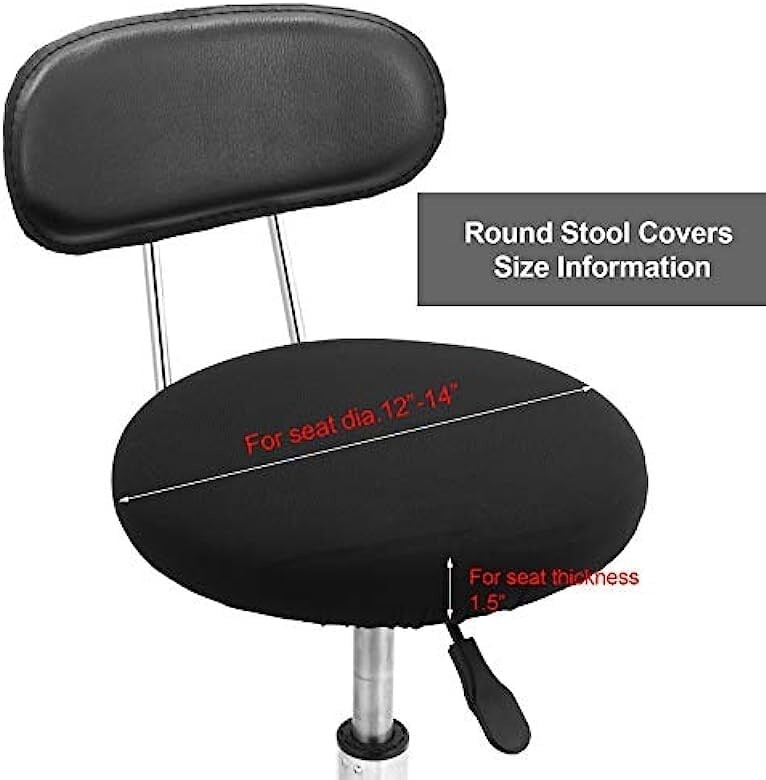4pc Washable Round Bar Stool Seat Covers - Elastic Slipcover Black Fits 14-17 in gallery