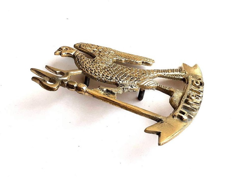 Brass Marwar Logo Monogram Eagel Holding Trishul Symbol Wall Hanging Decor gallery