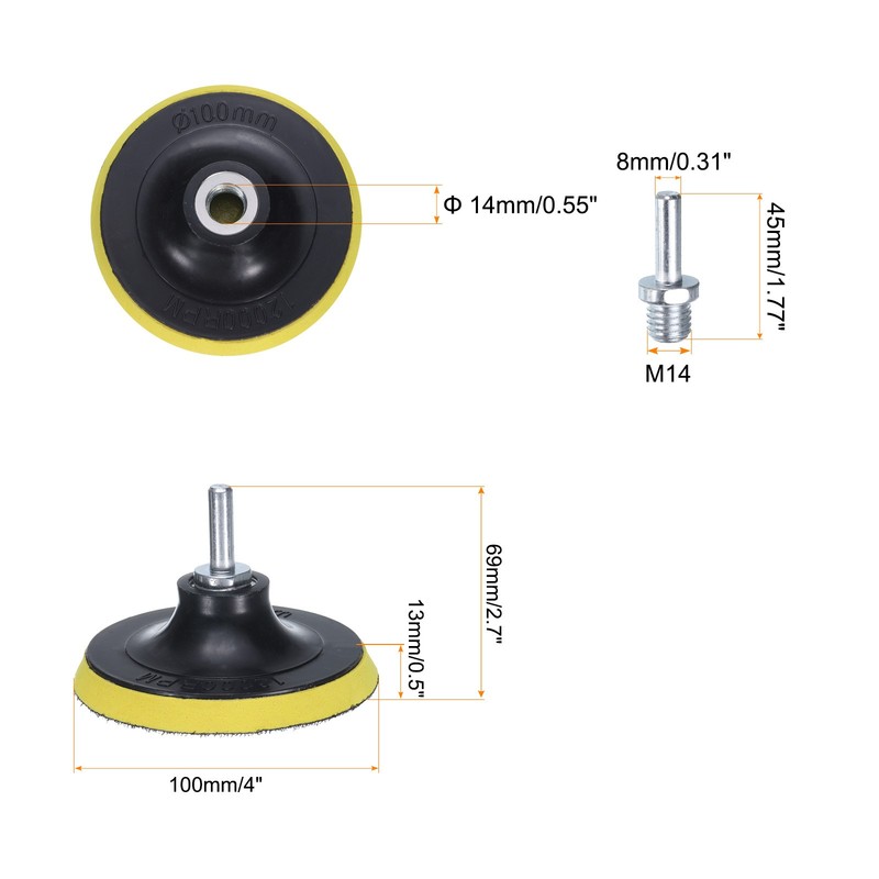 4 Inch Hook and Loop Sanding Disc Pads M14 Shank, 1 Set 2pcs gallery