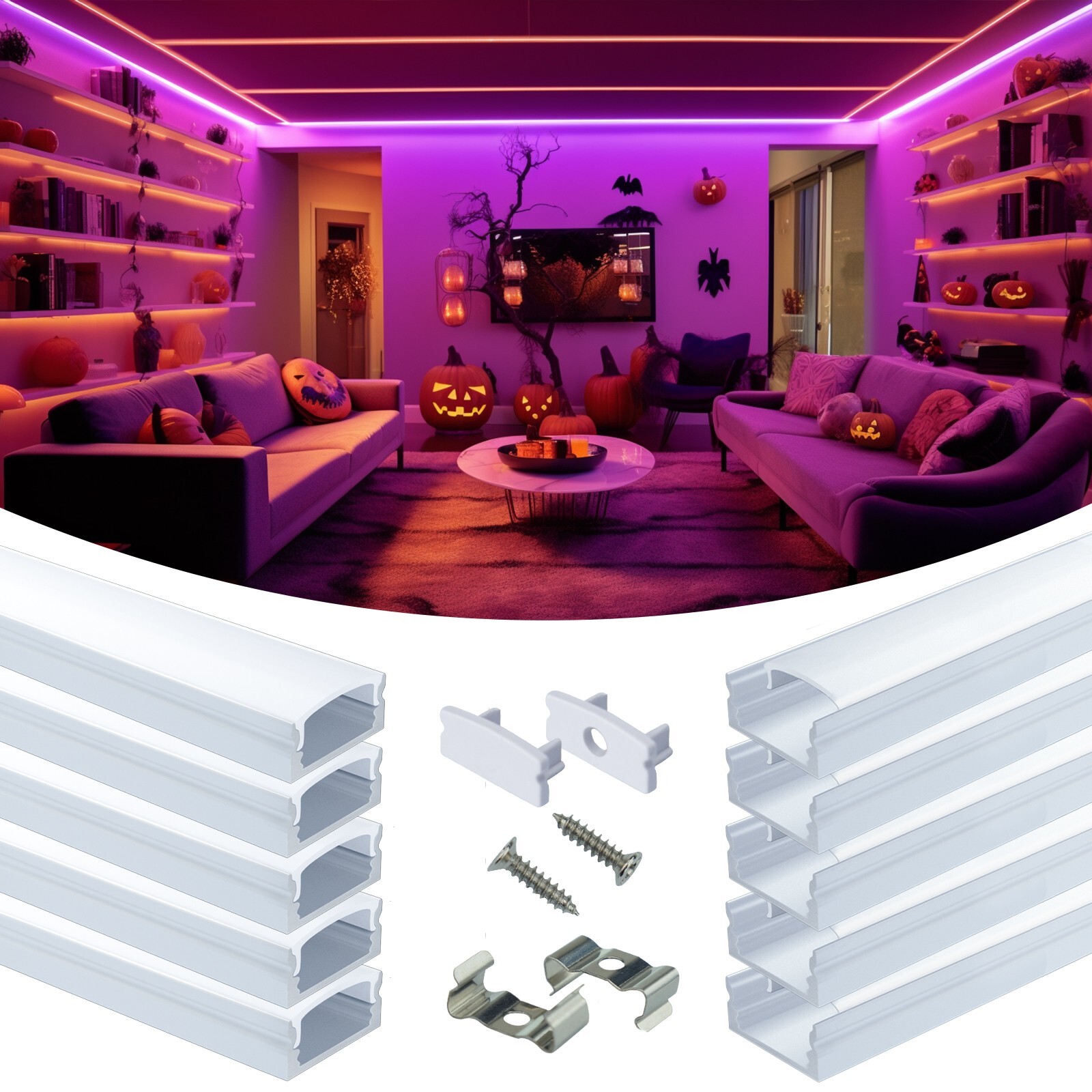 Muzata 10Pack 6.6FT/2M U Shape LED Aluminum Channel with Milky White Cover U1SW gallery