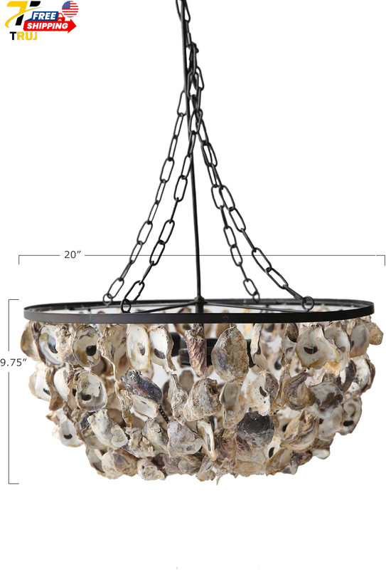 Creative Co-Op Round Oyster Shell Chandelier with 2 Lights FREE SHIPPING USA ONL gallery