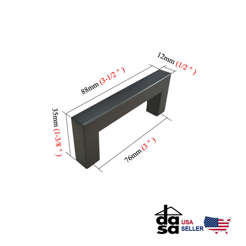 Black Stainless Steel Square Bar Drawer Pulls Cabinet Handles Pulls Ø 1/2" gallery