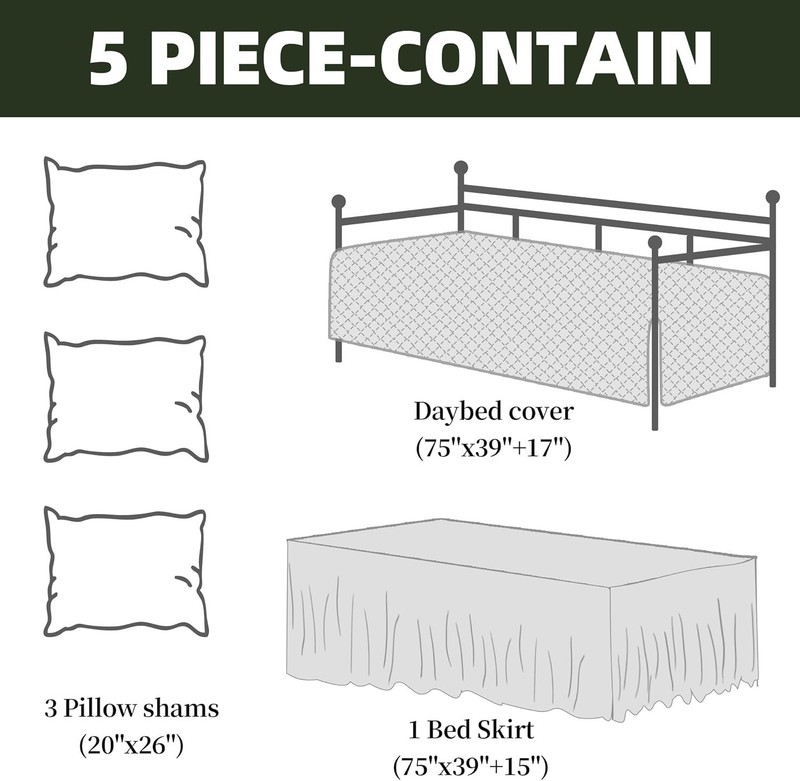 Daybed Cover Sets- Diamond Stitching Daybed Bedding Set, All Season Cozy Bedd... gallery