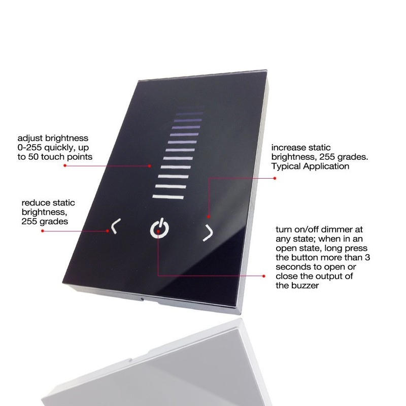 Black Glass Touch Panel Dimmer Brightness Controller for Single Color LED Strip gallery