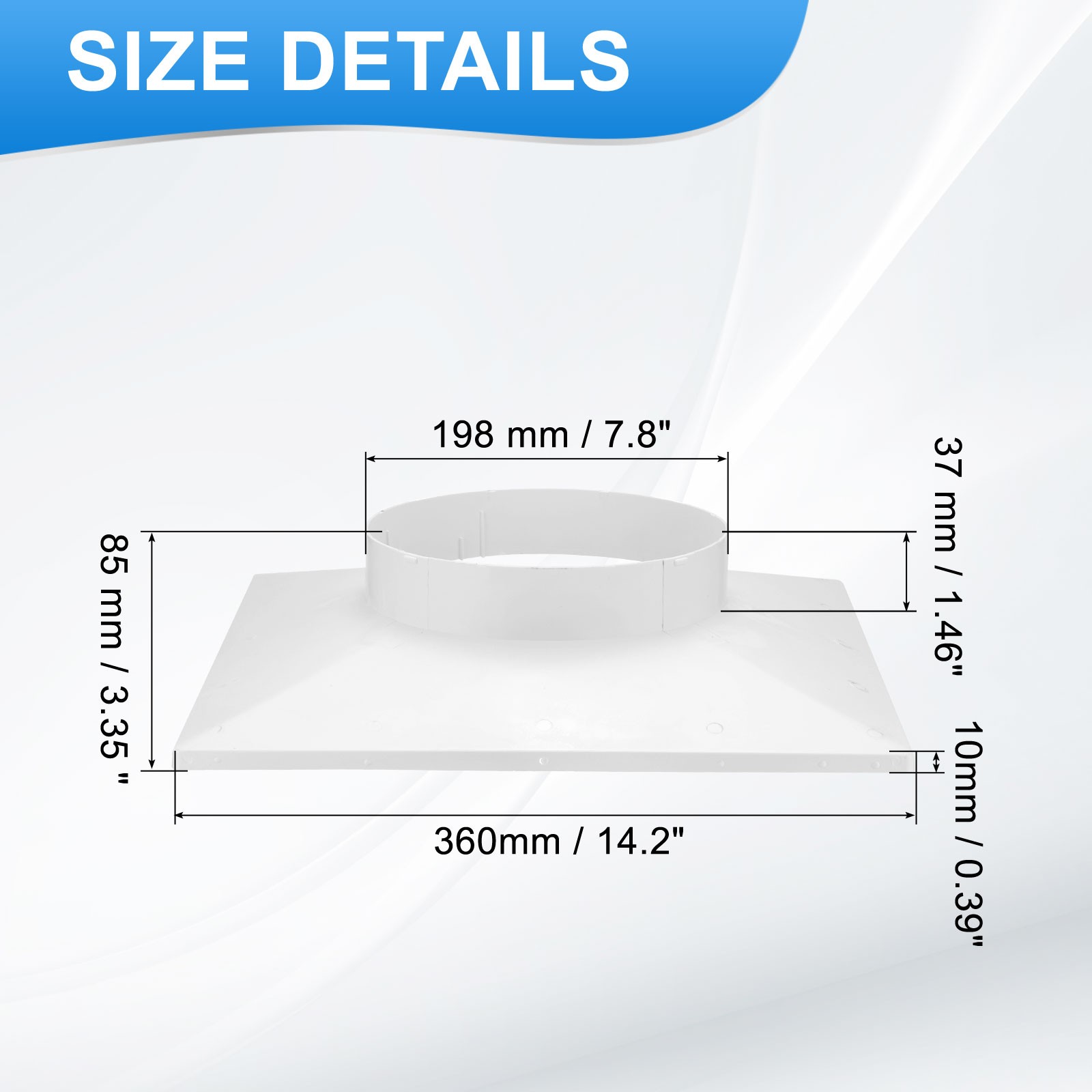 14" to 8" Duct Connector Flange Plastic Square to Round Straight Ceiling gallery