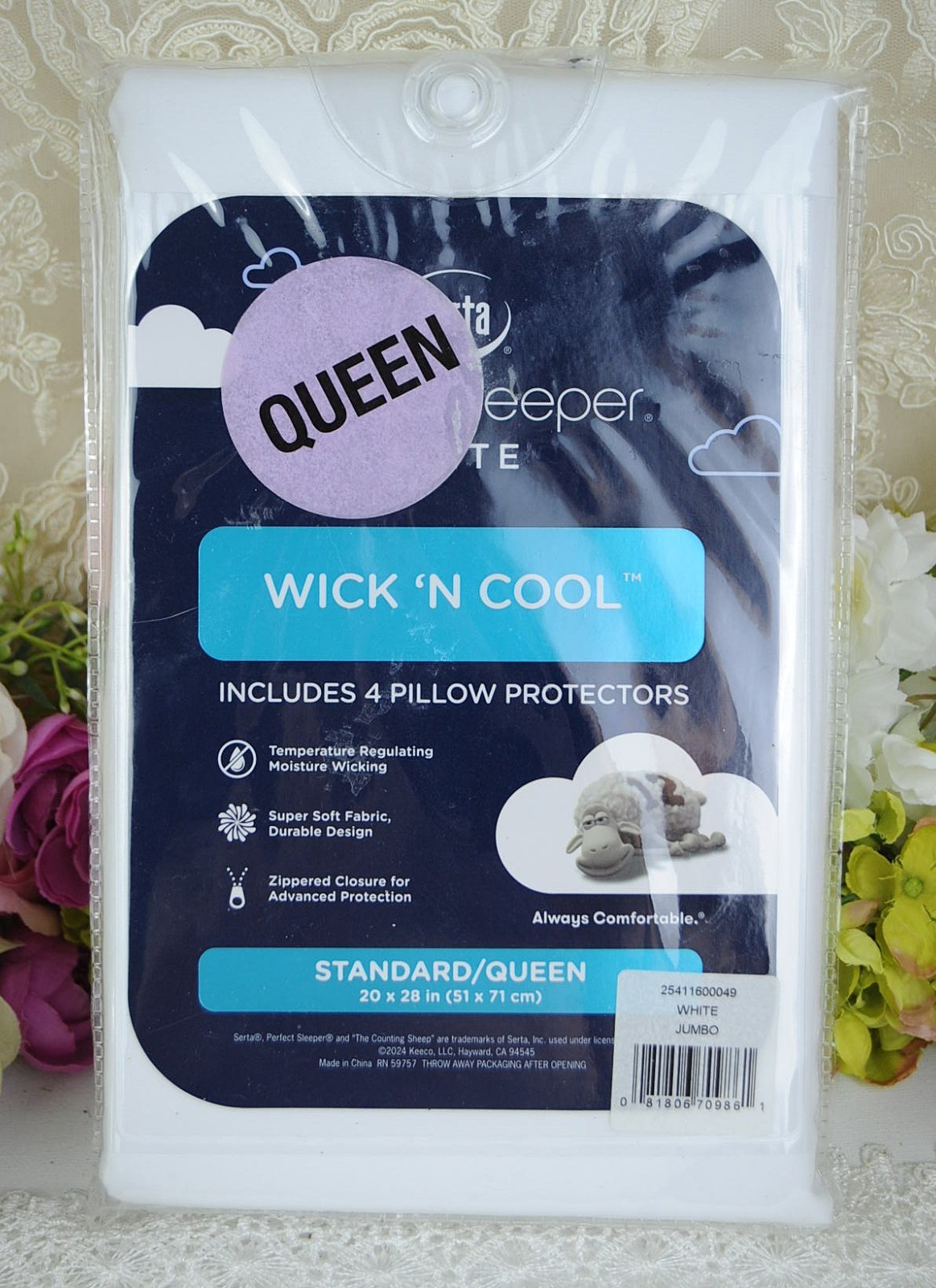 NEW SEALED 4 Serta Perfect Sleeper Elite Wick N Cool Pillow Protectors STD/QUEEN gallery