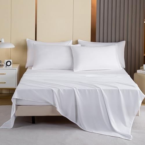 Flat Sheets Pack,Brushed Microfiber Bed Sheets, Soft & Queen 6 White gallery