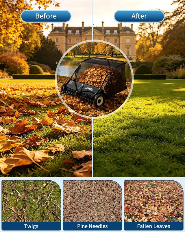 42'' Tow Behind Lawn Sweeper Pull Behind Lawn Sweeper w/ 14 Cu.Ft Leaf Collector gallery