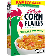 Kellogg’s Corn Flakes Breakfast Cereal, 8 Vitamins and Minerals, Family Size, 18