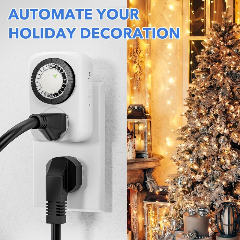 2-Pack Indoor Mechanical Outlet Timer - 24-Hour Automation for Indoor Lighting gallery