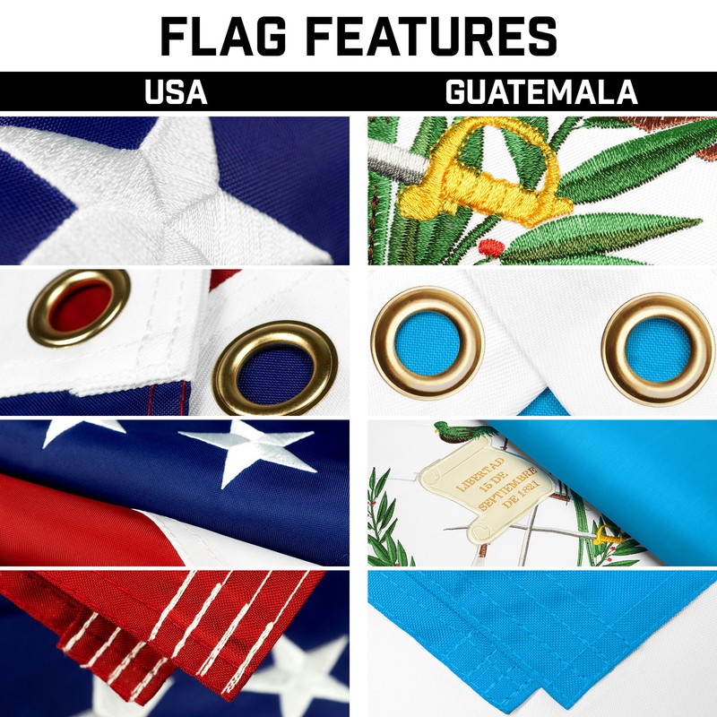 25 Ft Telescoping Flagpole Black & American and Guatemala Flags Emb 300D 3x5Ft gallery