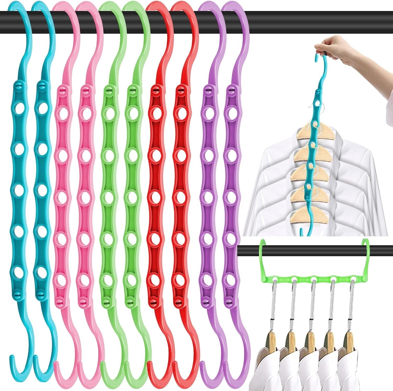 Space Saving Hangers 10PCS Magic Hangers 5 Holes Sturdy Plastic Clothes Close... gallery
