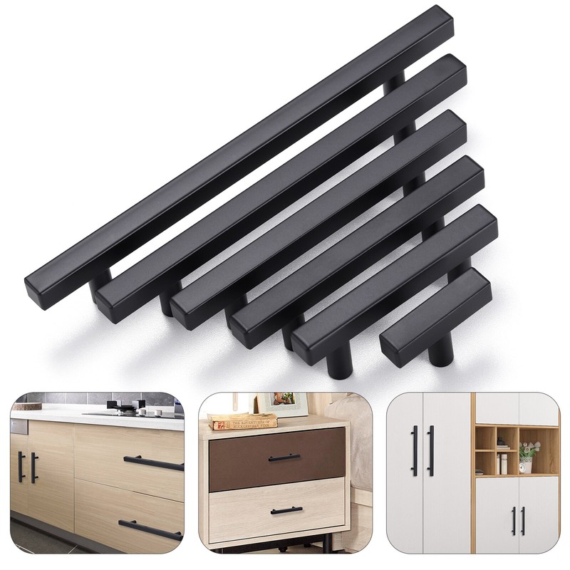 LOT Kitchen Cabinet Handles Pulls Matte Black Stainless Steel Drawer T Bar Pulls gallery