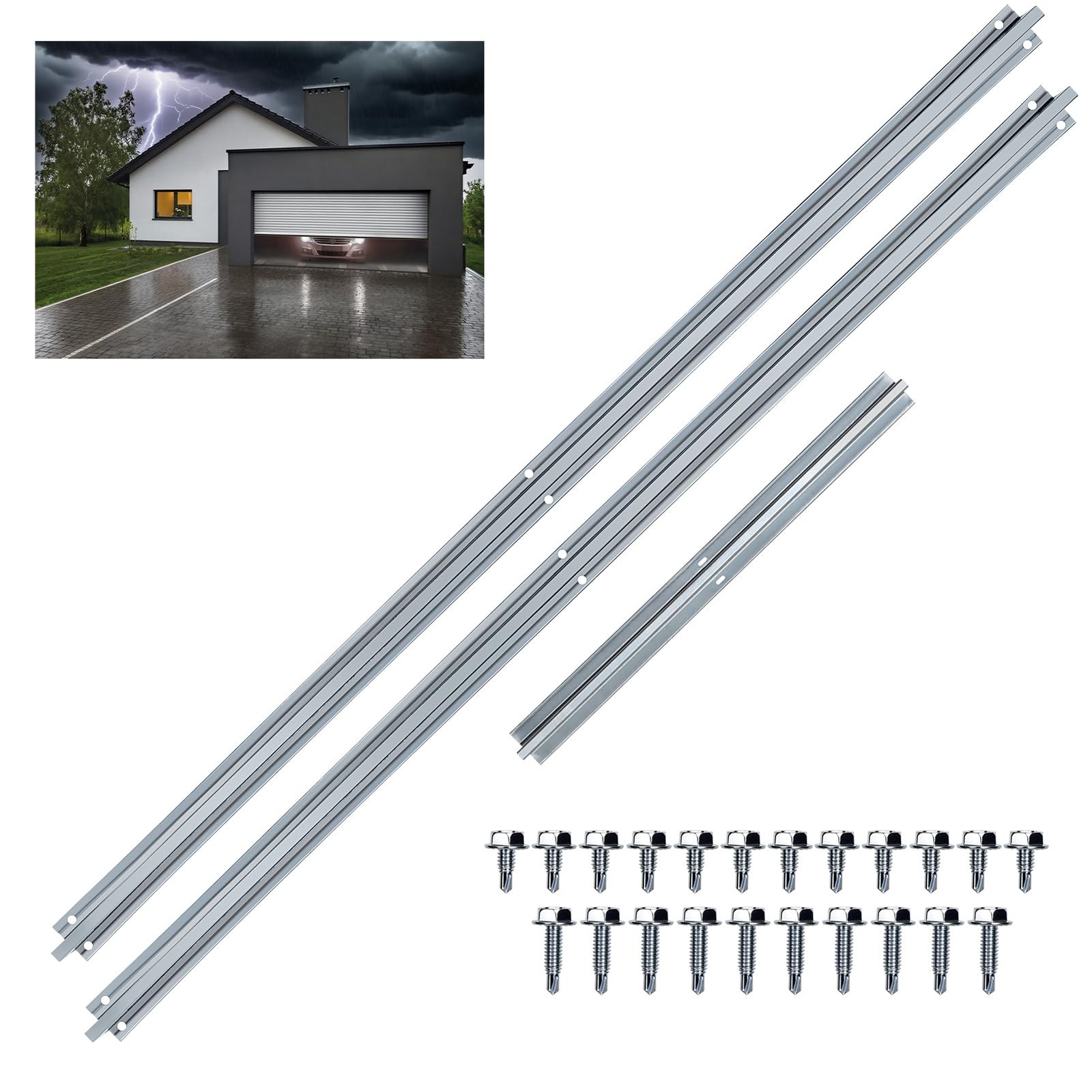 16ft Garage Door Bracket Strut,Heavy-Duty Steel Doors 16ft, Silver gallery