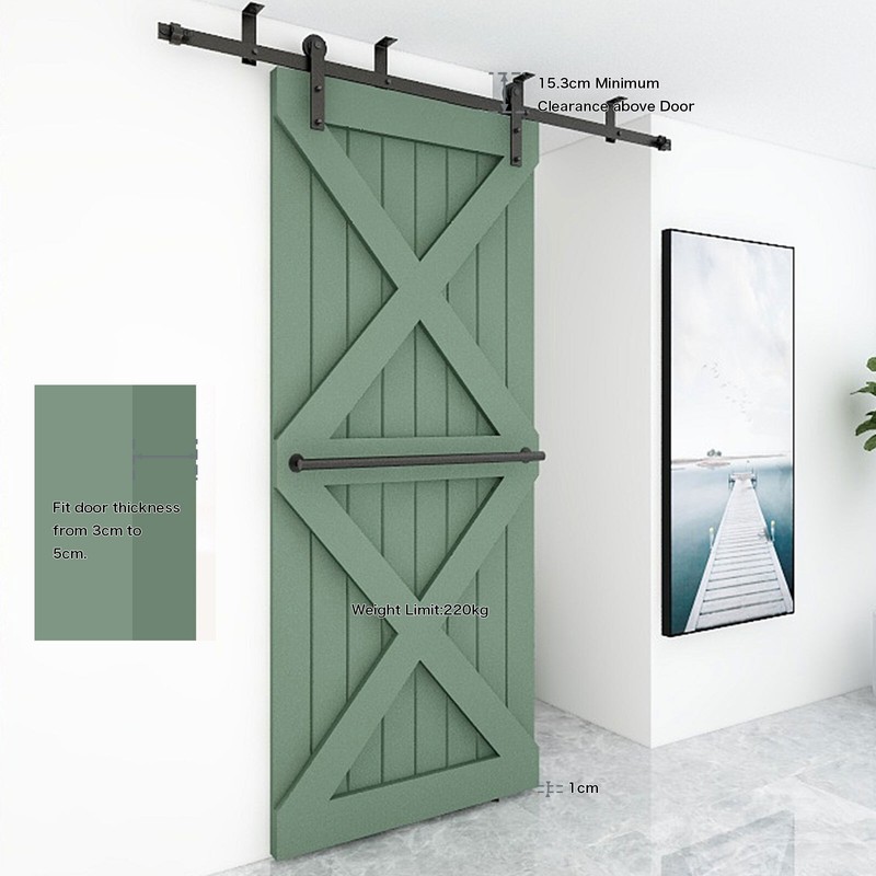 4FT-20FT Sliding Barn Door Hardware Kit Track Roller Closet Ceiling Mount Rail gallery
