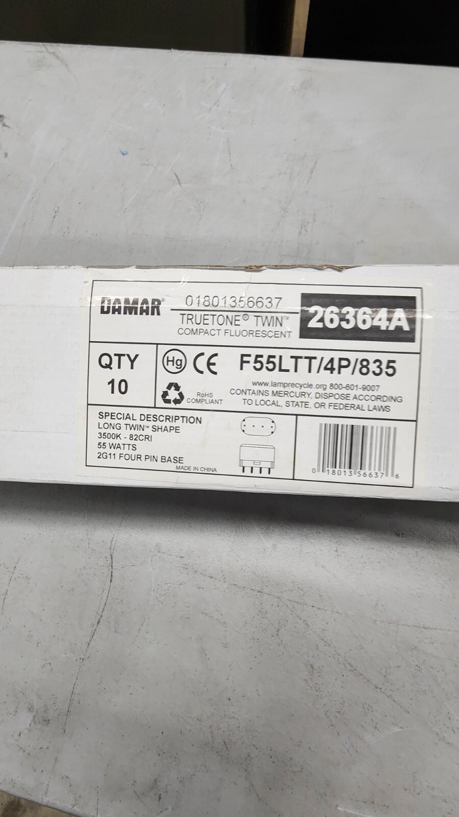 2PC Damar 2g11 base 55w 3500k long twin compact fluorescent bulb F55LTT/4P/835 gallery