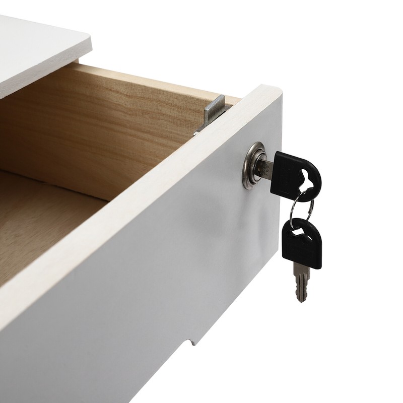 4-layer white wooden desktop storage box file cabinet with lockable drawers gallery