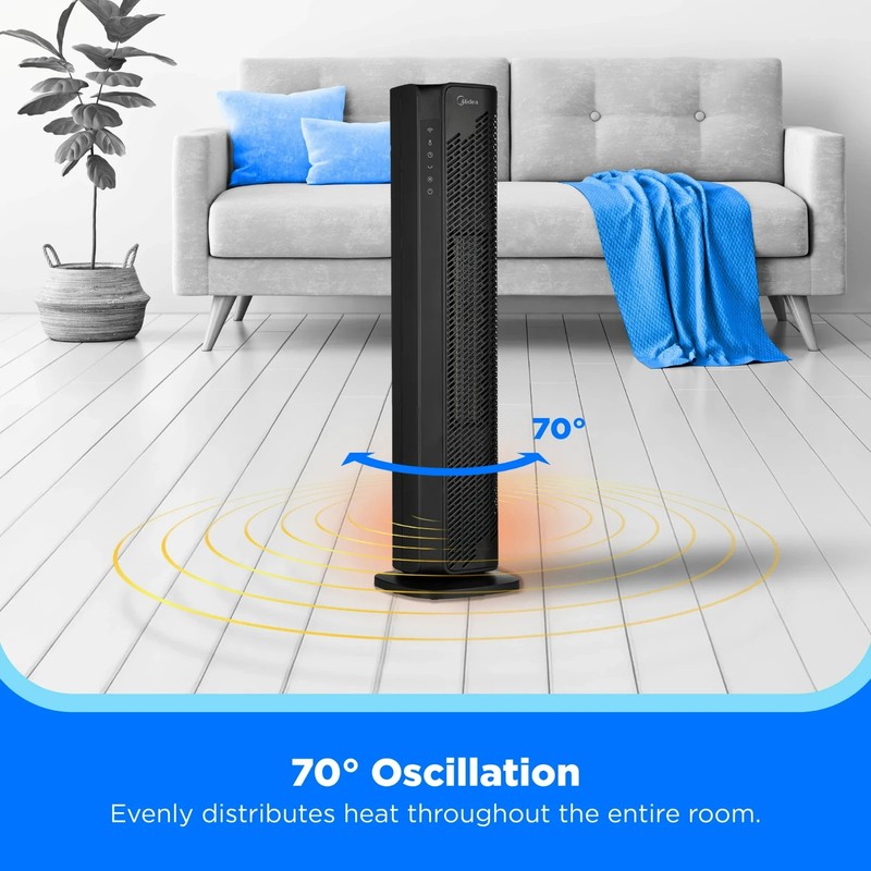 Midea 30-Inch Ceramic Tower Space Heater, Electric, Black, MSHC30TD5BBV Open Box gallery