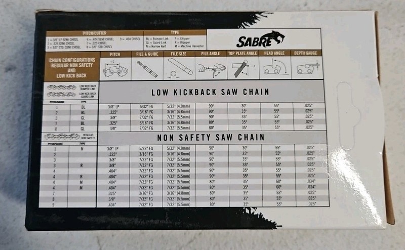Sabre Chain Pre-Cut Loop 60 DL 3/8"", .050"", Semi-Chisel Standard 090-3606. gallery