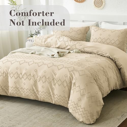 Boho Duvet Cover Set - Tufted Comforter Set with Boho Twin(68"×90") 26 - Beige gallery
