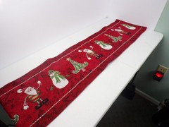 Christmas Runner Tapestry Table Trees, Santa, Snowman Red 12″ x 70″ Long
