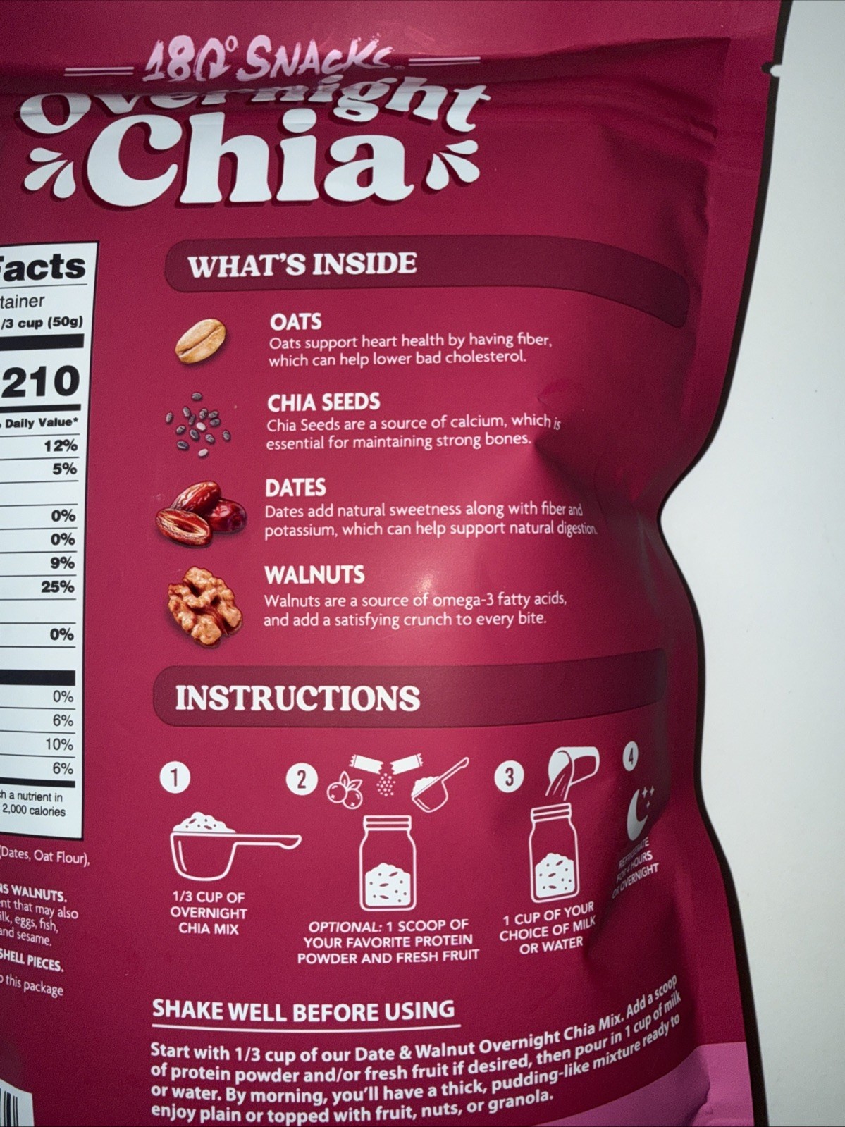 180 Snacks Overnight Chia Oats, Date And Walnut 16 Oz Exp 03/2027 gallery