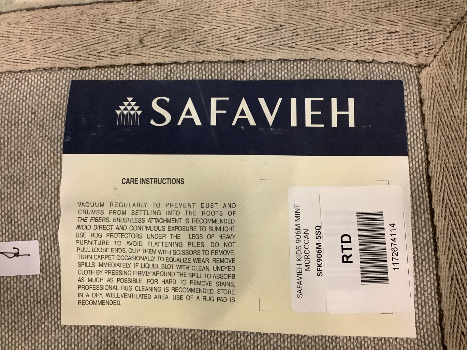 MINT / IVORY 5'-0" x 5'-0" Back Stain Rug, Reduced Price 1172674114 SFK906M-5SQ gallery