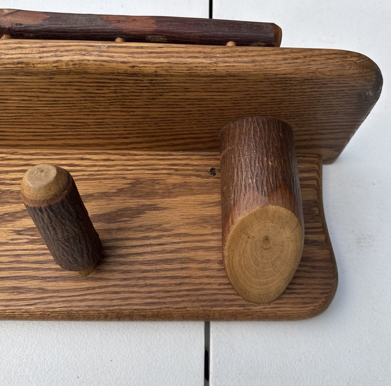 36” Solid Oak Wall Hanging Display Shelf Amish Made Coat Rack Cabin Farmhouse gallery