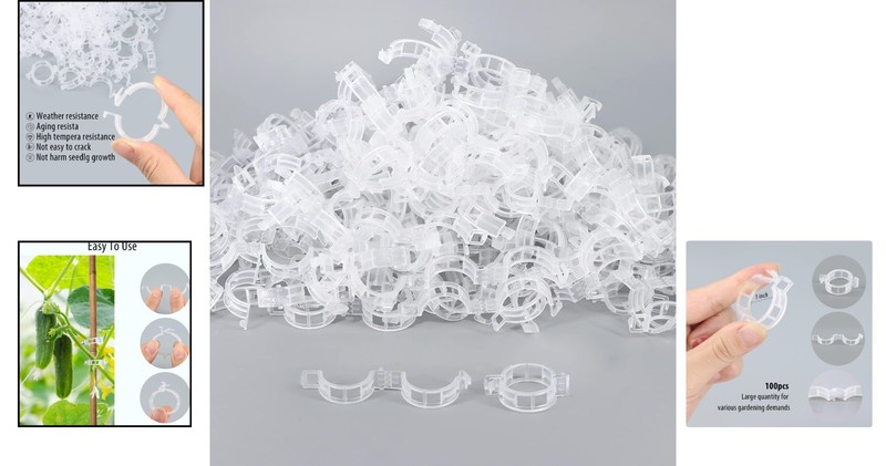 100 Pcs Durable White Tomato Clips - Essential Garden Support for Healthy Growth gallery