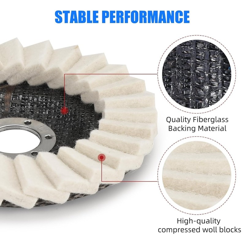 5pcs 4.5/5" Wool Polishing Wheels Buffer Pads Flap Felt Polishing Finishing Disc gallery