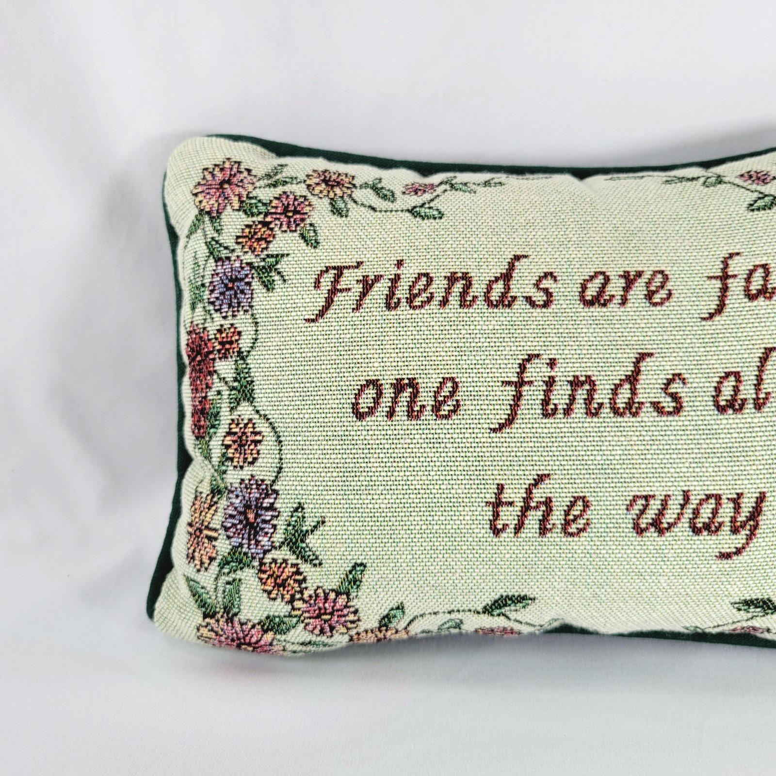 Vintage Friends Are Family Rectangle Needlepoint Pillow Cottagecore Country Boho gallery