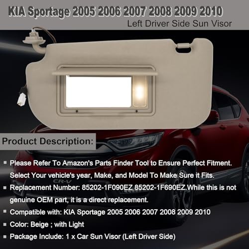 Driver Left Side Sun Visor Replacement Fits for Beige(Driver Side with Light) gallery