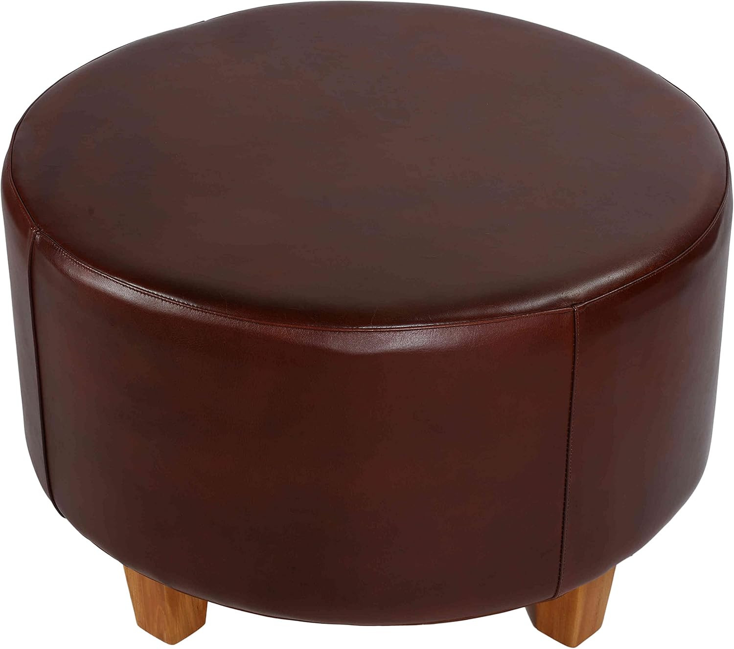 William 100% Genuine Leather Round Ottoman in Rich Brown gallery
