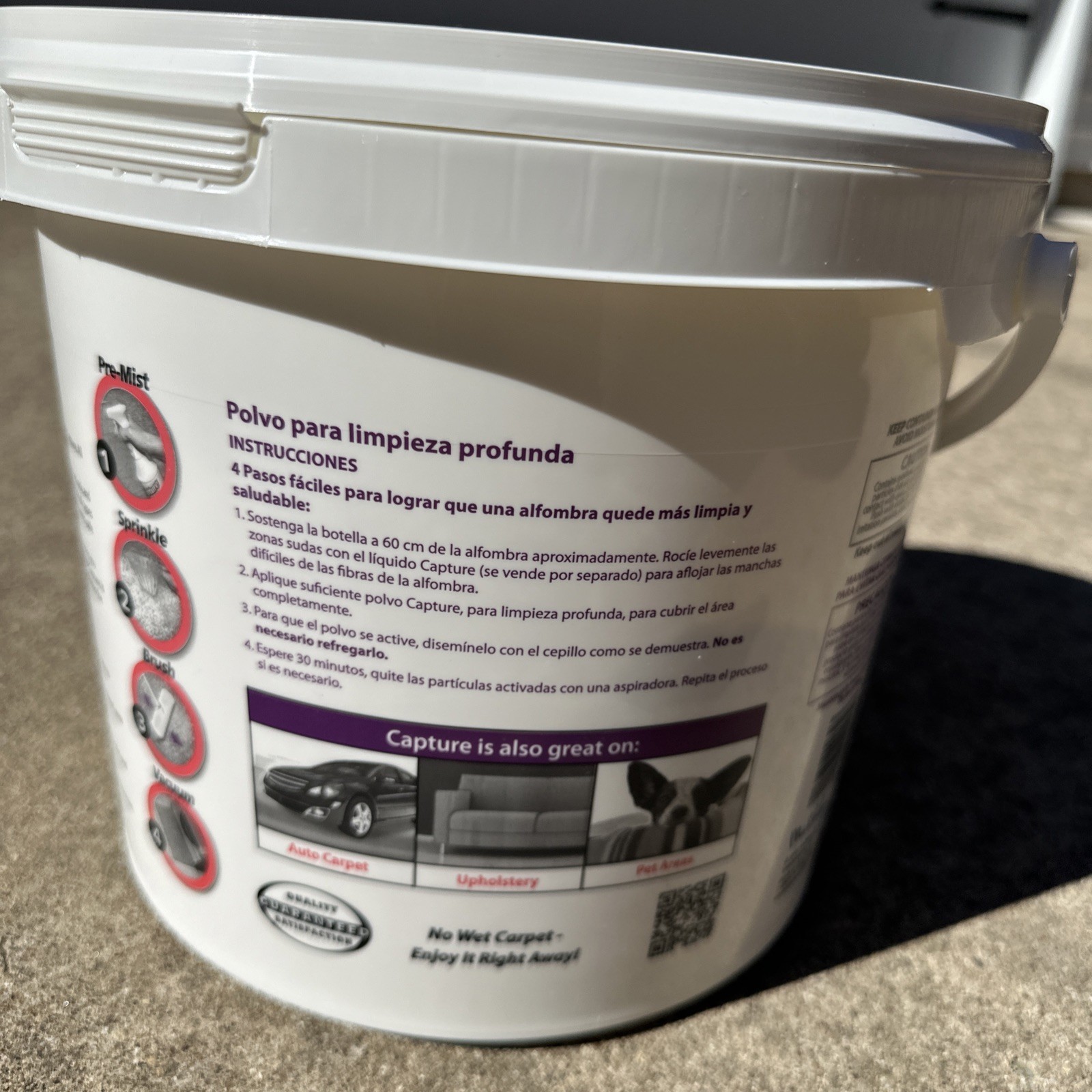 Capture Carpet & Rug Dry Cleaner Powder 8 LB Pail - Pet Safe, Car & Home No Wet gallery
